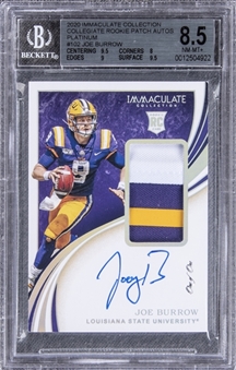 2020 Panini Immaculate Collection "Collegiate Rookie Patch Autos" Platinum #102 Joe Burrow Signed Patch Rookie Card (#1/1) – BGS NM-MT+ 8.5/BGS 10